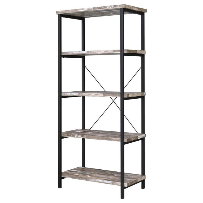 Kemper - 4-Shelf Bookcase - Salvaged Cabin and Black