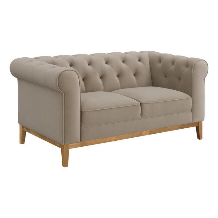 Sandrine - Button Tufted Tuxedo Arms Loveseat - Camel