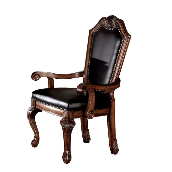 Chateau De Ville - Chair (Set of 2) - Black PU & Cherry