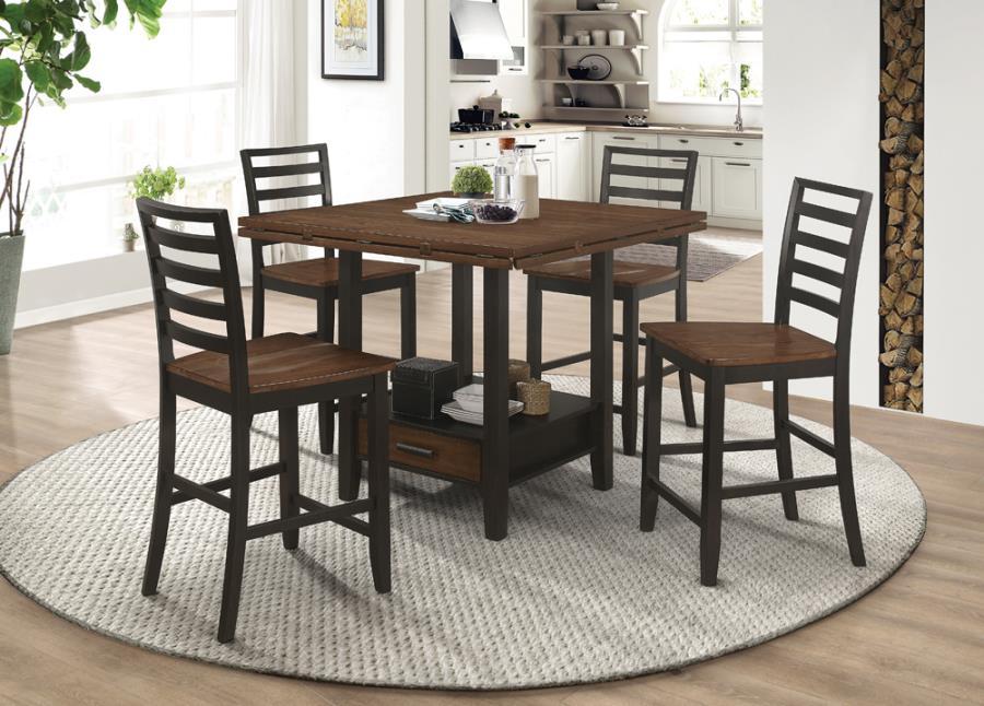 Sanford - Round Counter Height Table With Drop Leaf - Cinnamon and Espresso