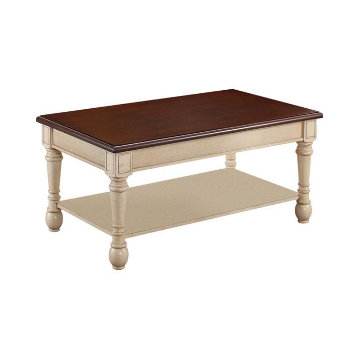 Layla - Rectangular Coffee Table - Dark Cherry and Antique White