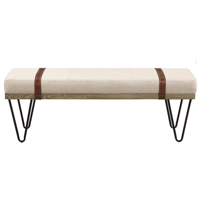 Austin - Upholstered Bench Beige And Black