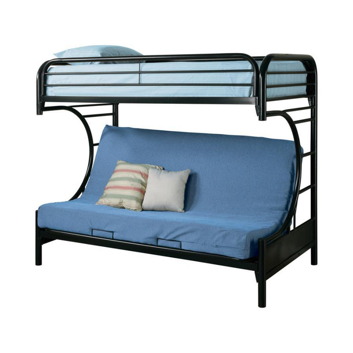 Montgomery - Twin Over Futon Bunk Bed - Glossy Black