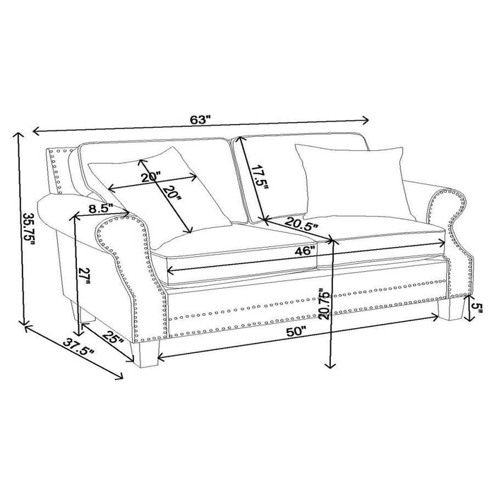 Sheldon - Upholstered Loveseat With Rolled Arms - Grey