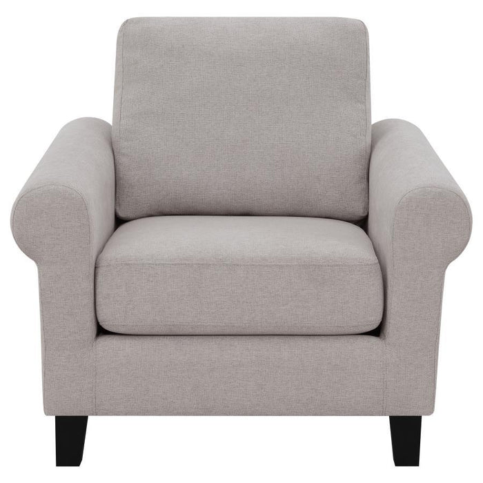 Nadine - Upholstered Round Arm Chair - Oatmeal