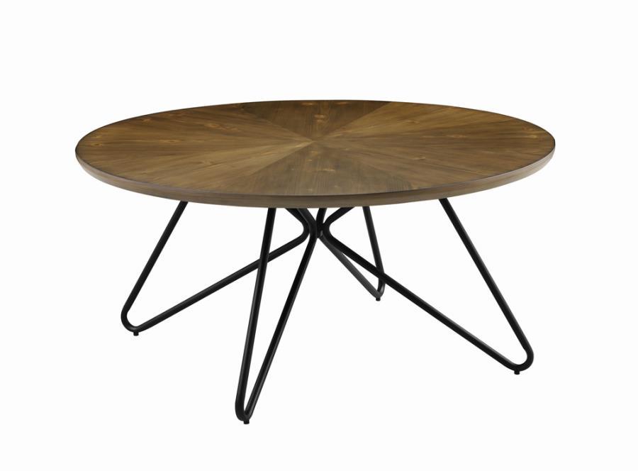 Brinnon - Round Coffee Table - Dark Brown And Black