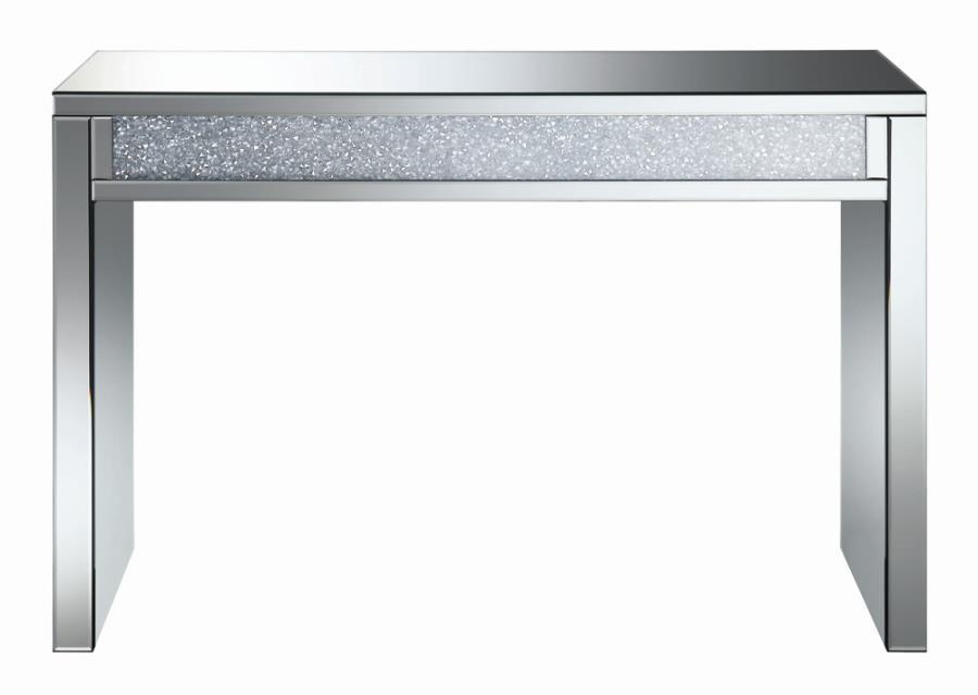 Gillian - Rectangular Sofa Table - Silver And Clear Mirror