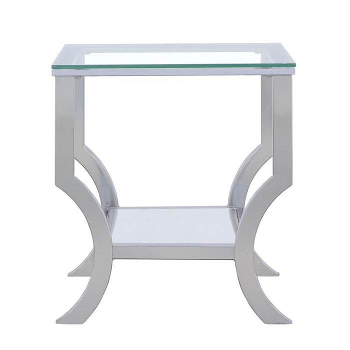 Saide - Square End Table With Mirrored Shelf - Chrome