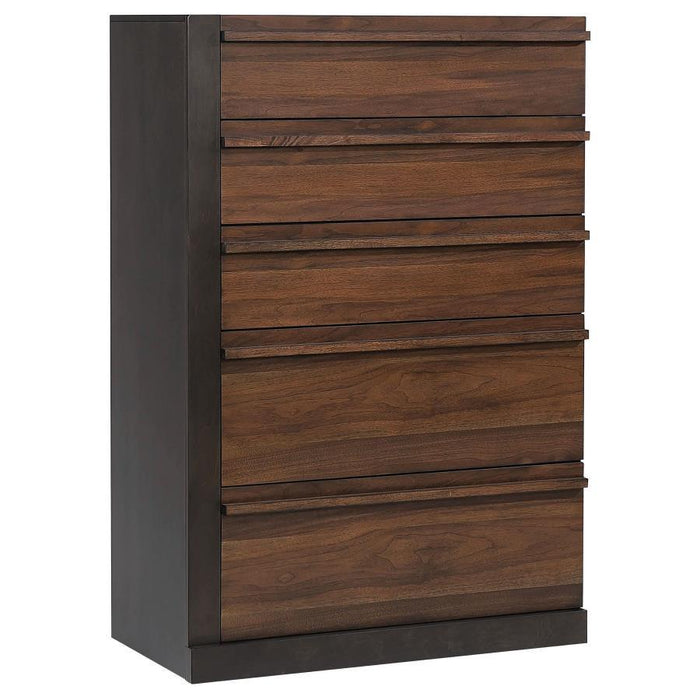 Azalia - 5-Drawer Chest - Black And Walnut