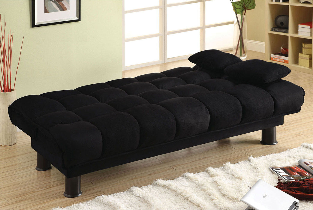 Bonifa - Elephant Skin Microfiber Futon Sofa - Black