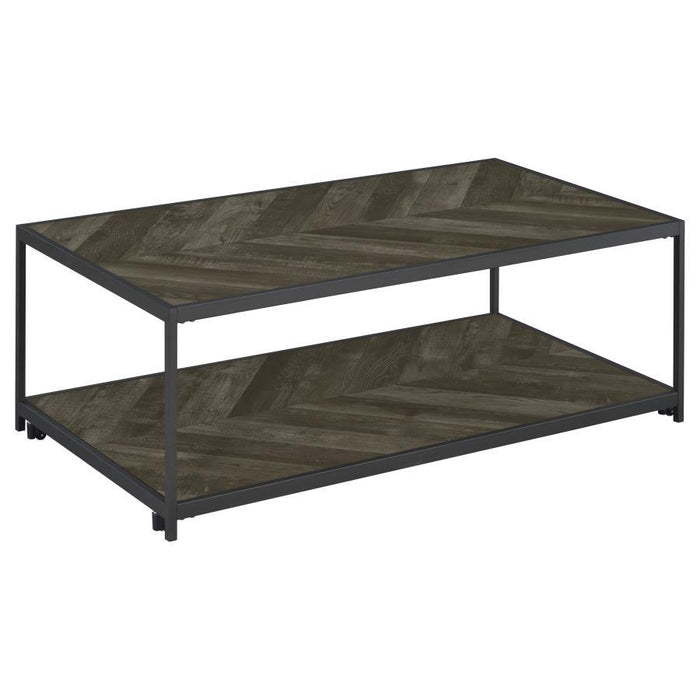 Beckley - Chevron Coffee Table - Rustic Gray Herringbone