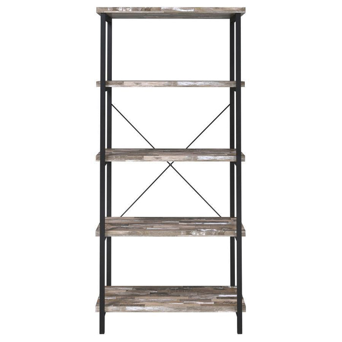 Kemper - 4-Shelf Bookcase - Salvaged Cabin and Black