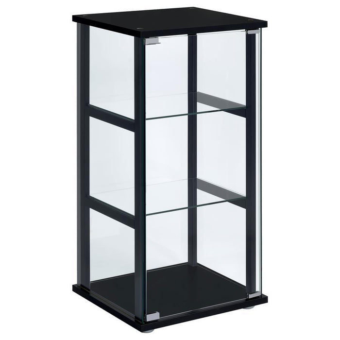 Cyclamen - 3-Shelf Glass Curio Cabinet - Black And Clear