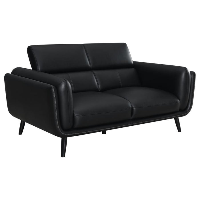 Shania - Track Arms Loveseat With Tapered Legs - Black