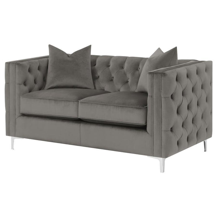 Phoebe - Tufted Tuxedo Arms Loveseat - Urban Bronze