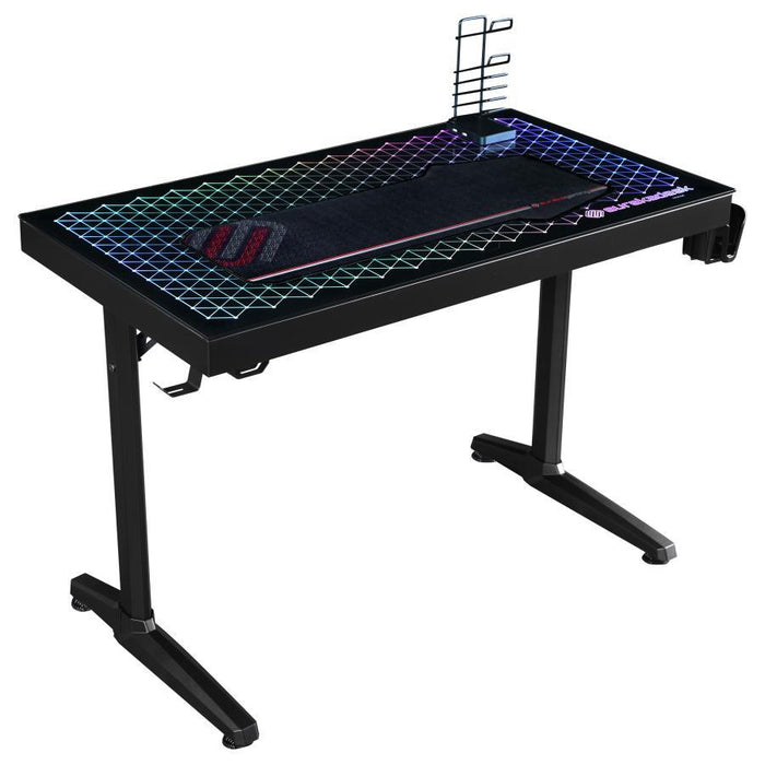 Avoca - Tempered Glass Top Gaming Desk - Black