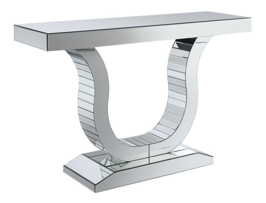Saanvi - Console Table With U-Shaped Base - Clear Mirror