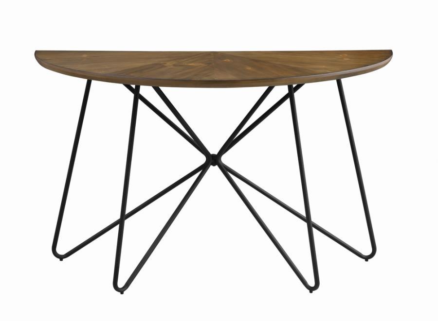 Brinnon - Semicircle Sofa Table - Dark Brown And Black