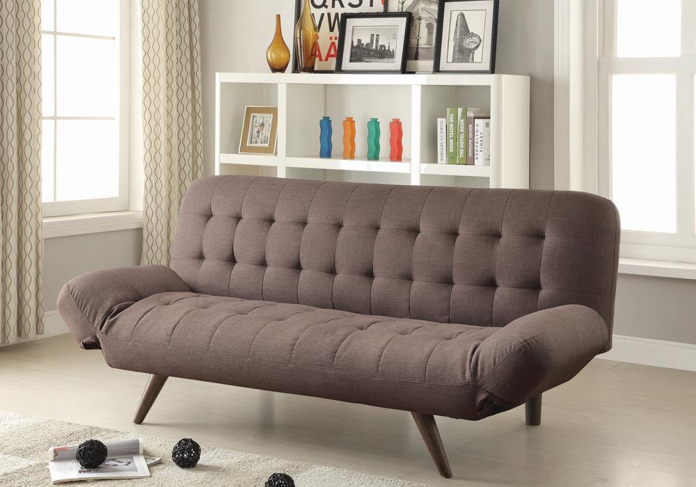 Janet - Tufted Sofa Bed With Adjustable Armrest - Brown