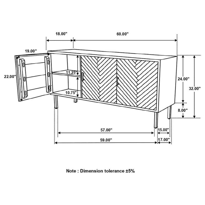 Misty - Rectangular 3-Door Server - Gray Sheesham