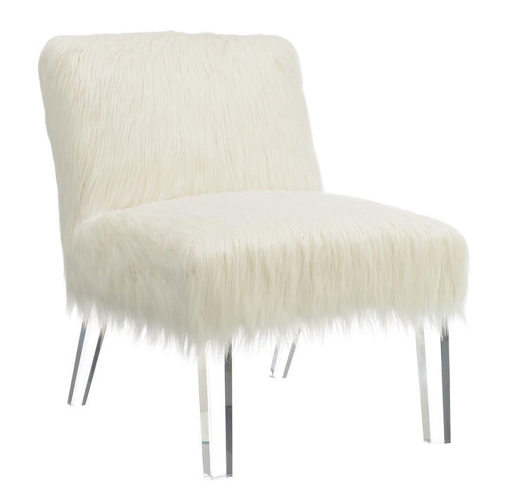 Chandler - Faux Sheepskin Upholstered Accent Chair - White