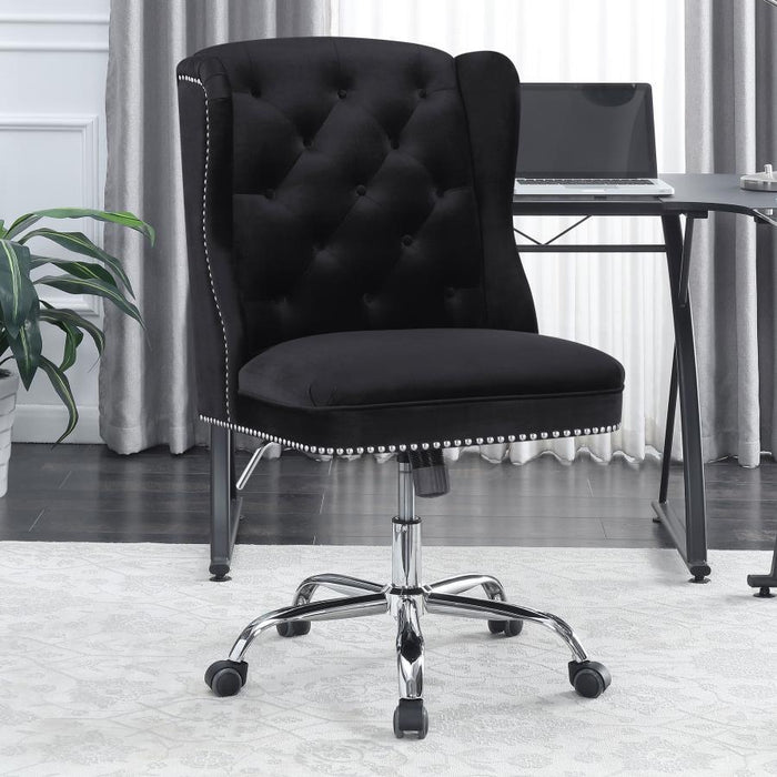 Julius - Upholstered Tufted Office Chair - Black And Chrome