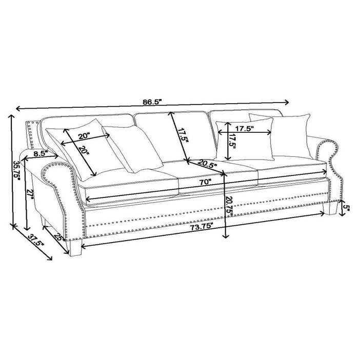 Sheldon - Upholstered Sofa With Rolled Arms - Grey