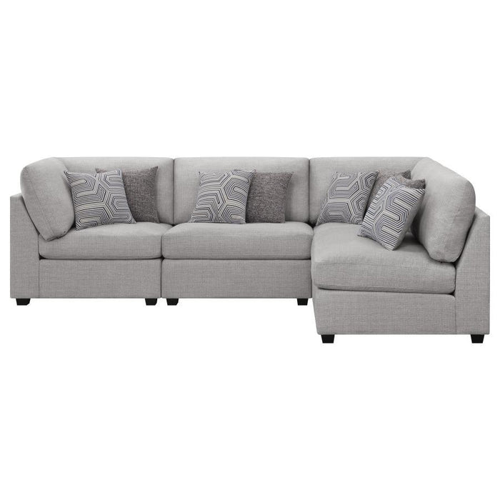 Cambria - 4-Piece Upholstered Modular Sectional (2 Armless Chairs And 2 Corners) - Grey