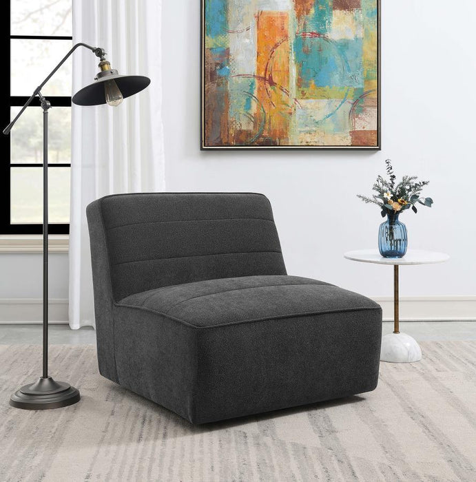 Cobie - Upholstered Swivel Armless Chair - Dark Charcoal