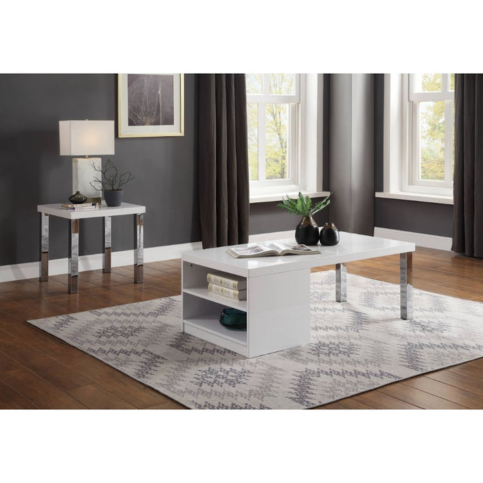 Harta - Coffee Table - White High Gloss & Chrome