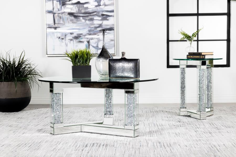 Octave - Square Post Legs Round End Table - Mirror