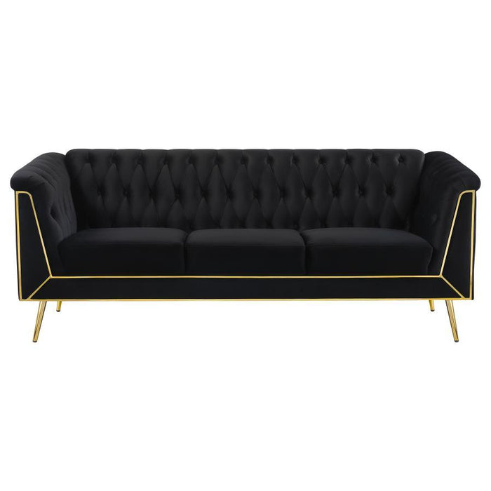 Holly - Tuxedo Arm Tufted Back Sofa - Black