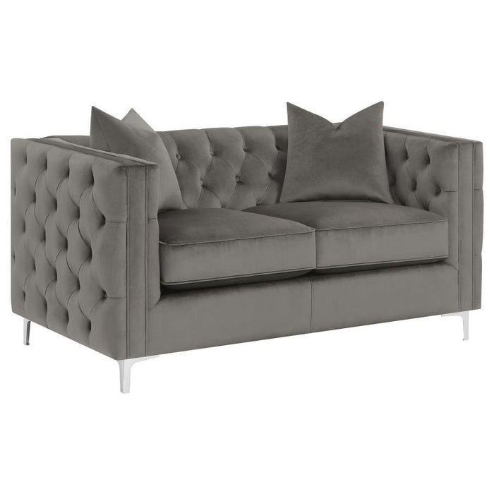 Phoebe - Tufted Tuxedo Arms Loveseat - Urban Bronze