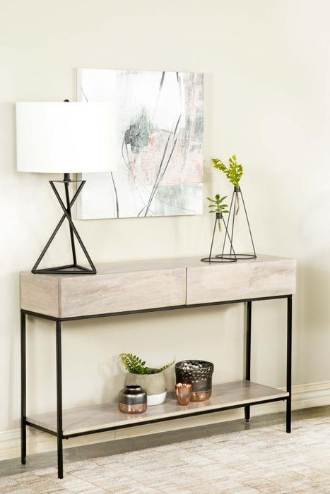 Rubeus - 2-Drawer Console Table With Open Shelf - White Washed