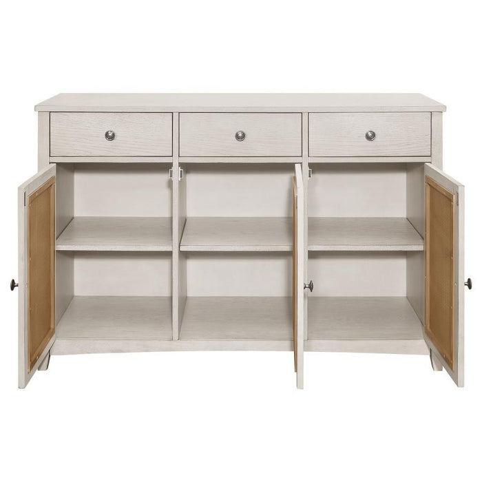 Kirby - 3-Drawer Rectangular Server With Adjustable Shelves - Natural And Rustic Off White